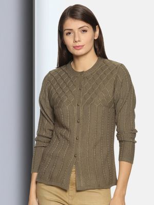 Solid Button Down Long Sleeve Cardigan - Chocolate main image 1