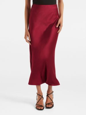 Buy Forever New Maroon Portia Petite Bias Midi Skirt (XXS) Online