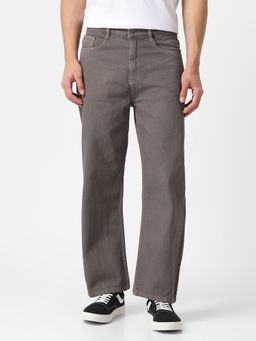 Urbano Fashion - Mens Light Chocolate Loose Fit Washed Jeans Non-Stretchable