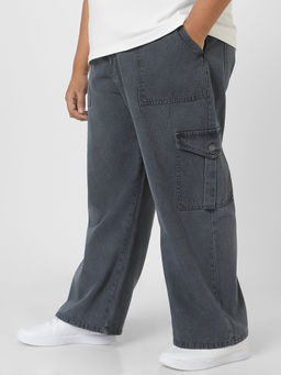 Urbano Plus - Mens Dark Grey Loose Fit Cargo Jeans
