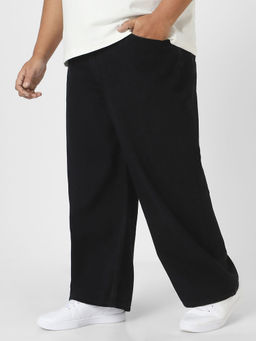 Urbano Plus - Mens Black Loose Fit Washed Jeans