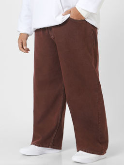 Urbano Plus - Mens Brown Loose Fit Washed Jeans