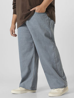 Urbano Plus - Mens Light Grey Loose Fit Washed Jeans