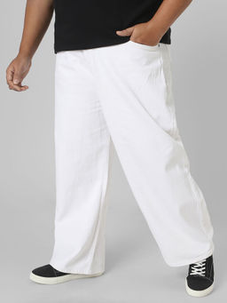 Urbano Plus - Mens White Loose Fit Washed Jeans