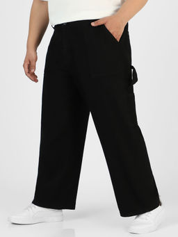 Urbano Plus - Mens Black Loose Fit Cargo Carpenter Jeans With 6 Pockets Non-Stretchable