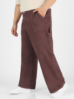 Urbano Plus - Mens Dark Brown Loose Fit Cargo Carpenter Jeans With 6 Pockets Non-Stretchable