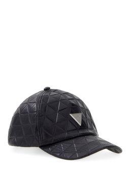 Guess - Black Leather Textured Mens Cap