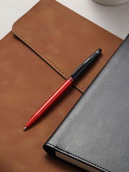 Cross - Click Tuxedo Satin Metallic Red Ballpoint Pen With Sleek Red Finish And Black Trim