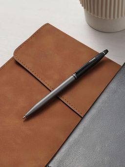 Cross - Click Tuxedo Satin Metallic Gray Ballpoint Pen With Black Trim