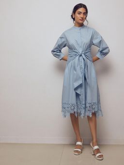 The Label Life - Ice Lace Hem Front Tie Dress