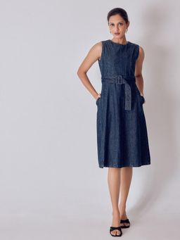 The Label Life - Denim Buckled Midi Dress with Belt
