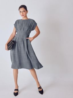The Label Life - Slate Grey Side Button Midi Dress
