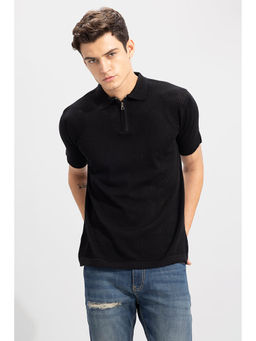 Snitch - Mesh Knit Black Polo T-Shirt
