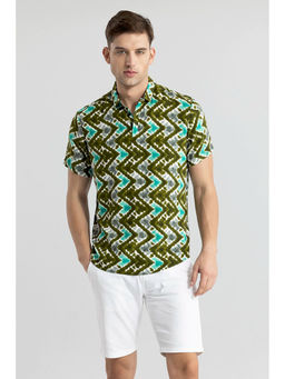 Snitch - Criss Cross Dyed Green Polo T-Shirt