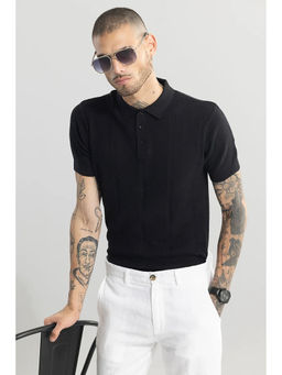 Snitch - Coulter Knitted Black Polo T-Shirt
