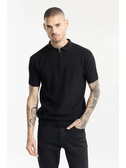Snitch - Crochet Black Polo T-Shirt