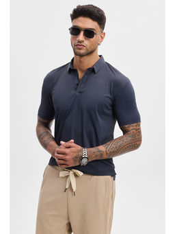 Snitch - Grey Self-Design Stitchless Polo T-Shirt