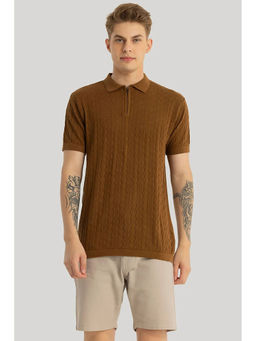 Snitch - Ascent Brown Knitted Polo T-Shirt