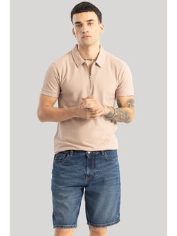 Snitch - Gael Light Brown Textured Polo T-Shirt