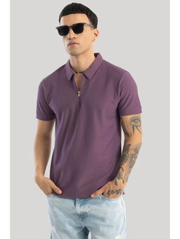 Snitch - Gael Lavender Textured Polo T-Shirt