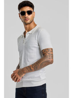 Snitch - Off White Knitted Polo T-Shirt