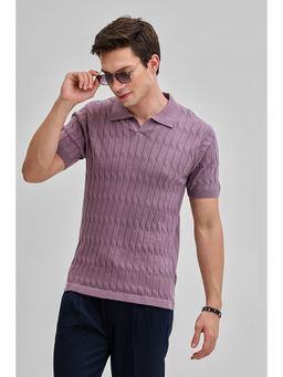 Snitch - Mauve Knitted Polo T-Shirt