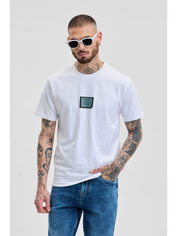Snitch - Retro White Graphic Slim Fit T-Shirt