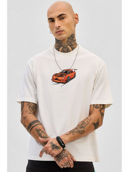 Snitch - Off White Drop Shoulder Oversized Fit T-Shirt