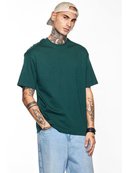 Snitch - Core Lab Teal Solid Oversized Fit T-Shirt