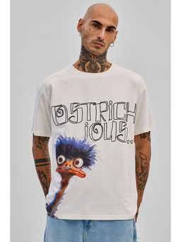 Snitch - Ostrichious White Oversized Fit T-Shirt