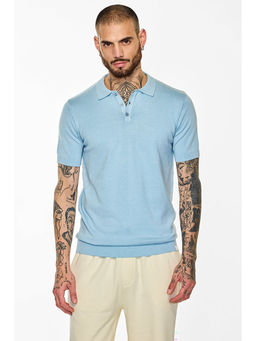 Snitch - Core Lab Light Blue Knit Polo T-Shirt