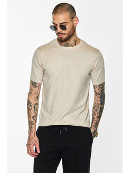 Snitch - Core Lab Cream Flat Knit Slim Fit T-Shirt