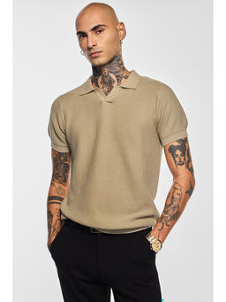 Snitch - Core Lab Beige Textured Polo T-Shirt