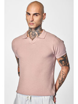 Snitch - Core Lab Light Pink Textured Polo T-Shirt