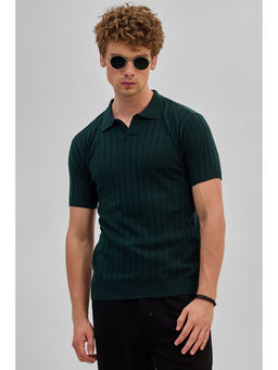 Snitch - Dark Green Knitted Polo T-Shirt