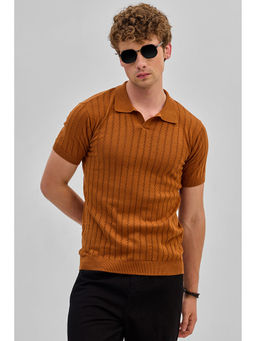 Snitch - Rust Knitted Polo T-Shirt