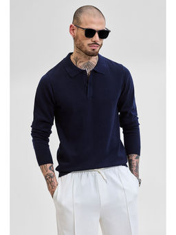 Snitch - Core Lab Navy Blue Slim Fit Polo T-Shirt