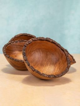 IREKA HOMES - Vriksha Acacia Wood Multi-Purpose Bowls (Pack of 4)