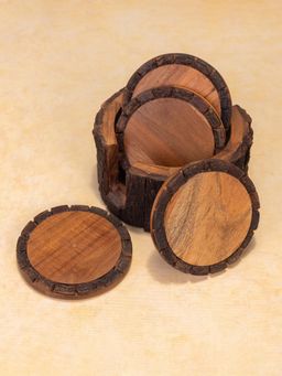 IREKA HOMES - Vriksha Coasters with Holder (Pack of 5)