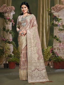 Sangam Prints - Mauve Paithani Silk Woven Work Traditional Tassle Saree with Unstitched Blouse