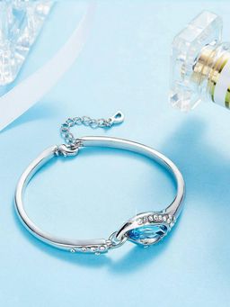 Yellow Chimes - Women Crystals Silver-Plated Link Bracelet