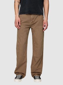 GAP - Men Brown Loose Fit Mid-Rise Striped Trouser