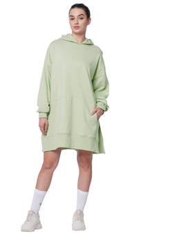 Fitkin - Women Green Oversize Hooded Dress