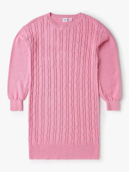 GAP - Girls Pink Round Neck Textured Dress