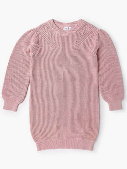 GAP - Girls Pink Textured Round Neck Dress