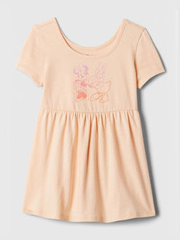 GAP - Girls Peach Cartoon Print Round Neck A-Line Dress