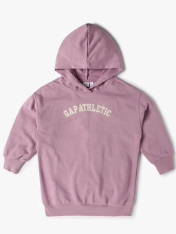 GAP - Girls Mauve Hooded Logo Sweatshirt Dress