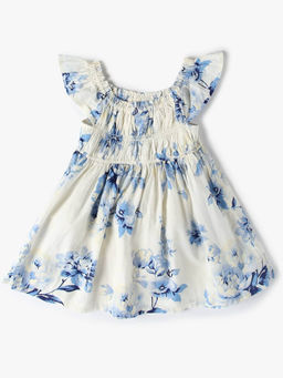 GAP - Girls White Floral Print Fit and Flare Dress