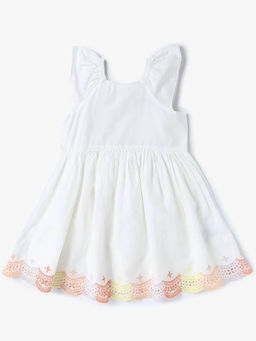 GAP - Girls White Embroidered Fit and Flare Dress