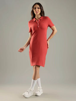 Tommy Hilfiger - Women Red Cotton Collar Dress